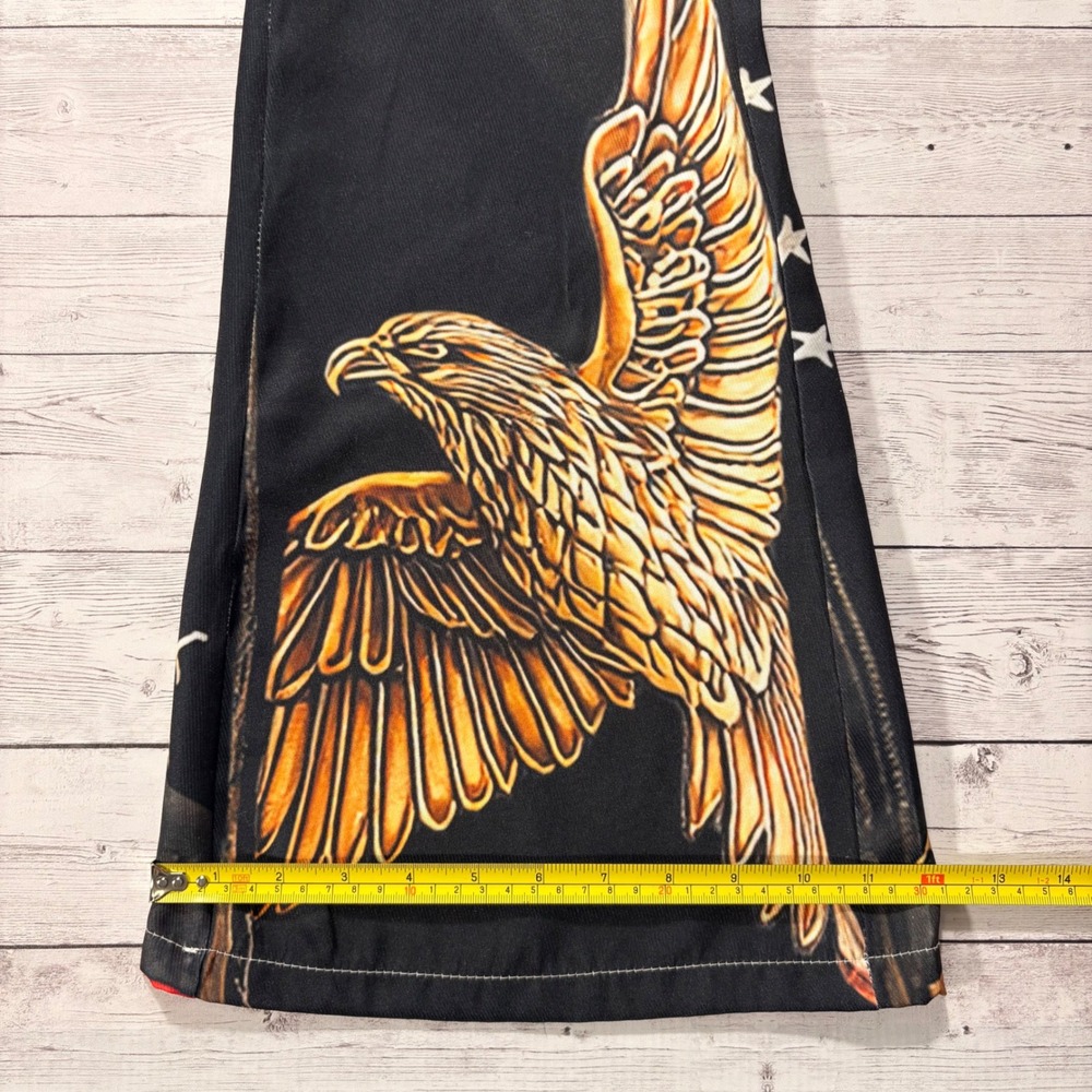 Patriotic American Flag Eagle Flare Leg Festival Rodeo Pants Womens Medium - Picture 8 of 9